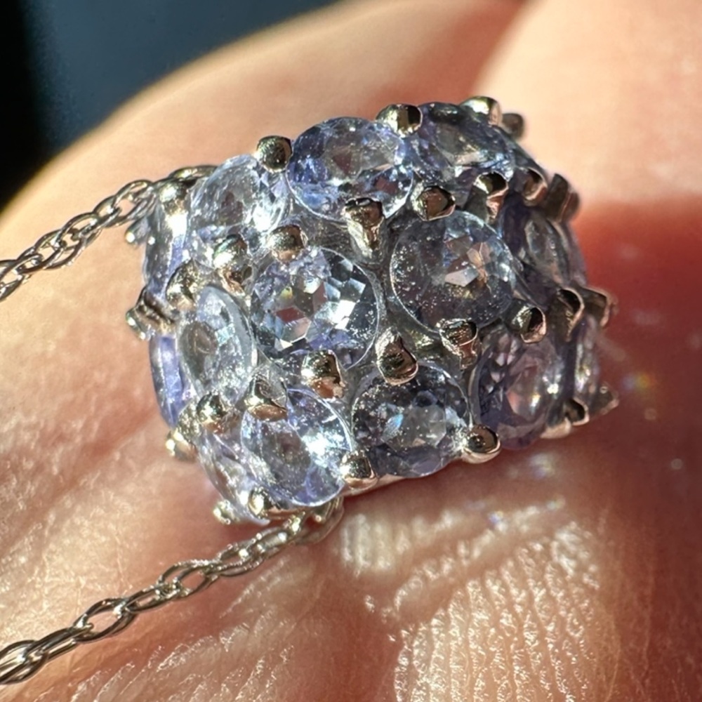 14k White Gold Tanzanite Pendant Bead & “18.25 Inch Chain - Picture 14 of 16
